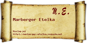 Marberger Etelka névjegykártya